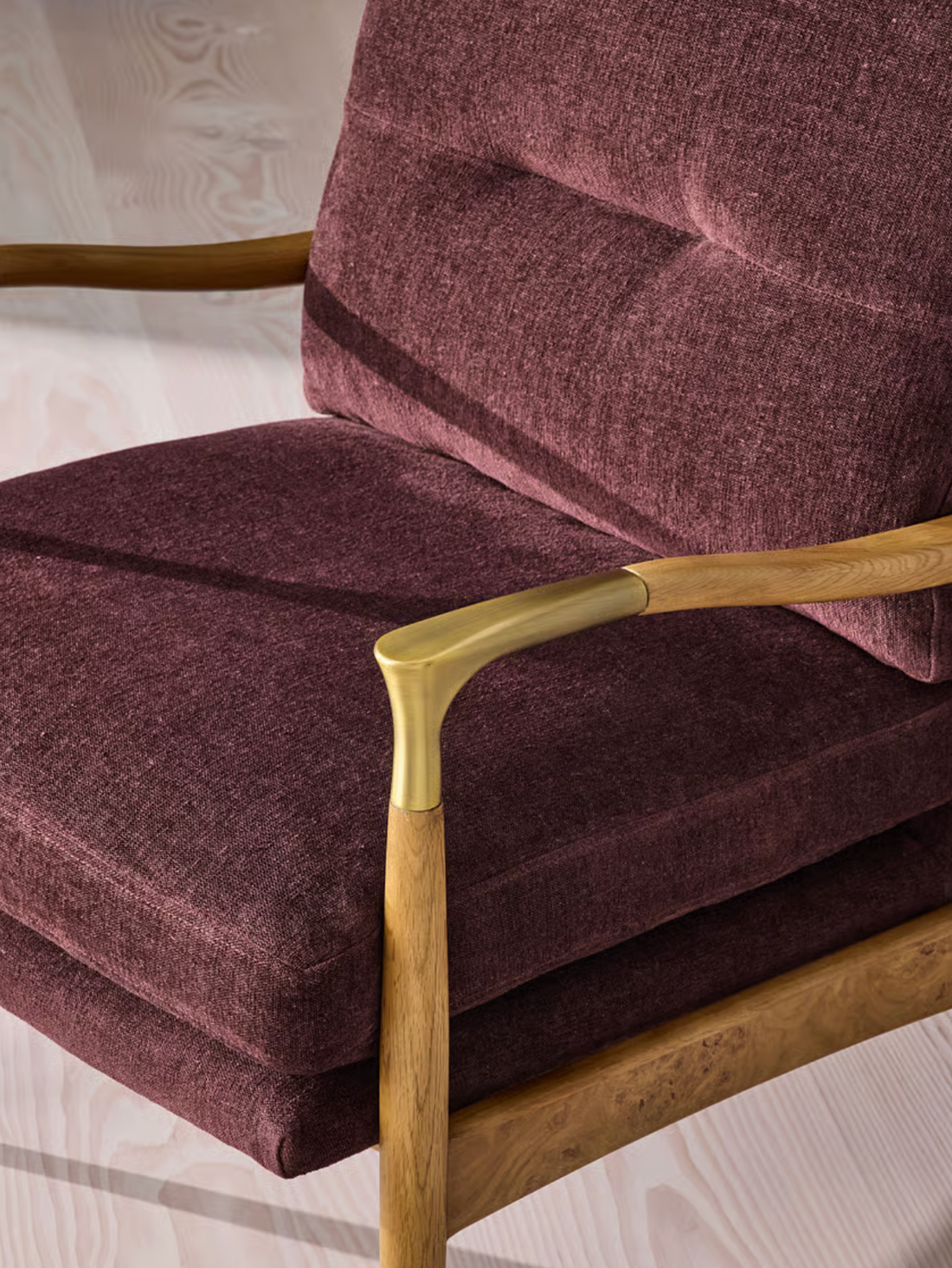 THEODORE BURL ARMCHAIR | LINEN CHENILLE, BORDEAUX