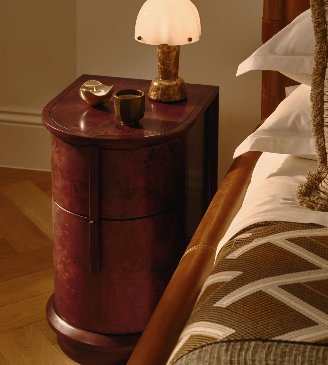 AVERY BEDSIDE TABLE, BORDEAUX