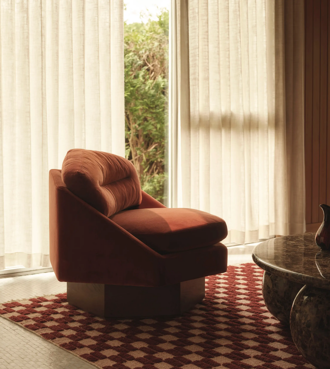 MILA ARMCHAIR, RUST, VELVET