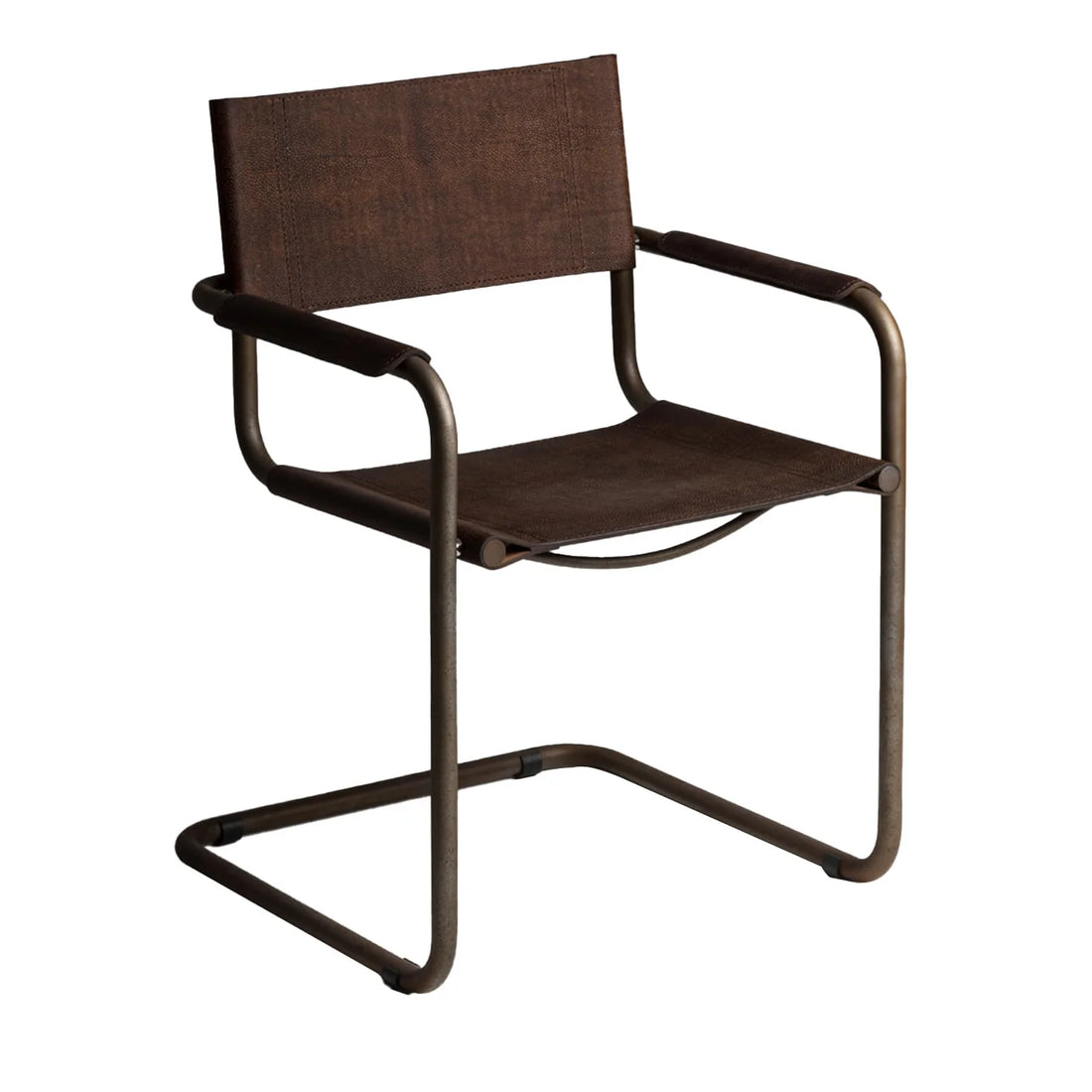 MANTELLASSI 1926 | MECCANICA BROWN GALUCHAT LEATHER CHAIR WITH ARMRESTS