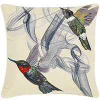 Alexander McQueen Hummingbird Silk Wool Cushion Ivory