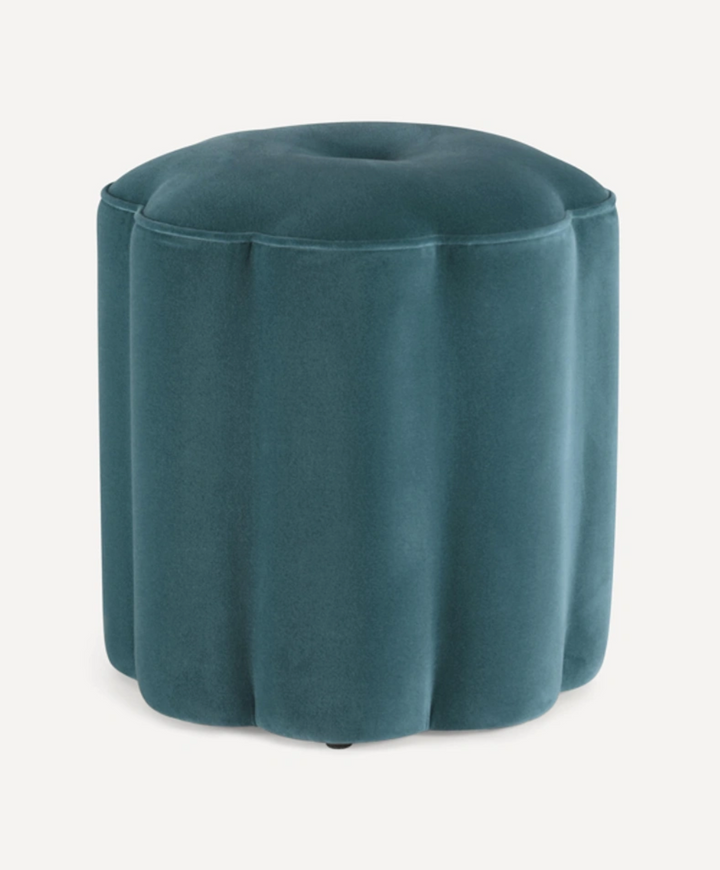 Soho Home Flower Footstool Moleskin Velvet Marine