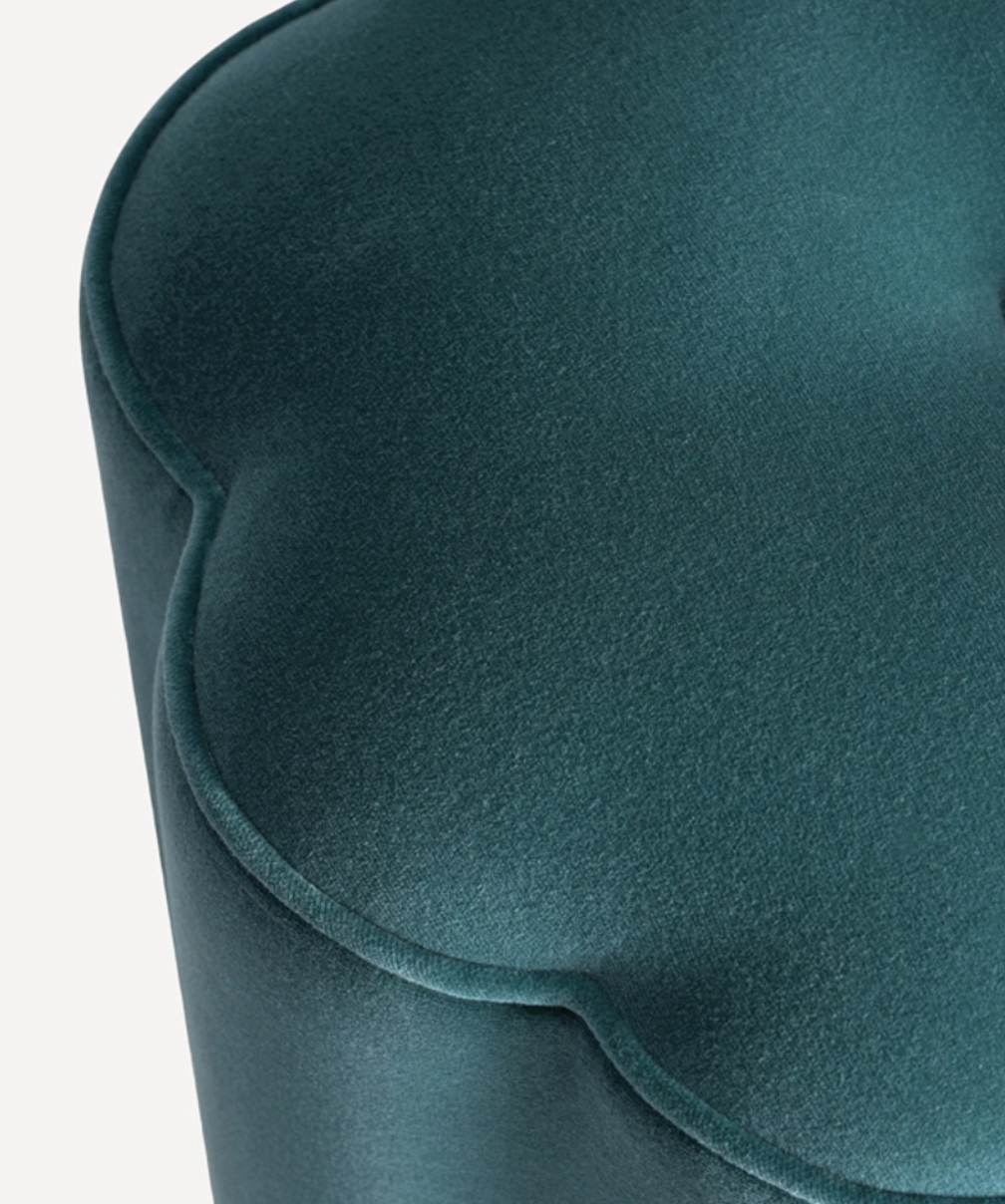 Soho Home Flower Footstool Moleskin Velvet Marine